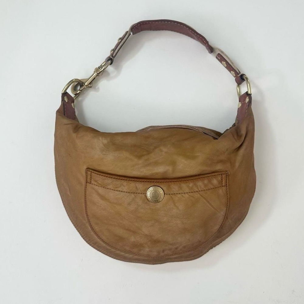 Vintage Coach Tan Nylon Leather Hobo Shoulder Bag